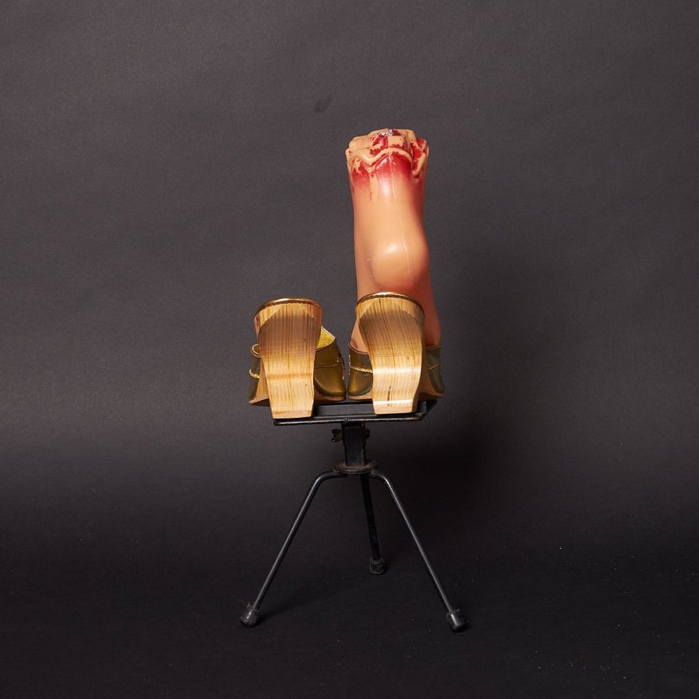 1950s Gold Jeweled Boomerang Heels Shoes